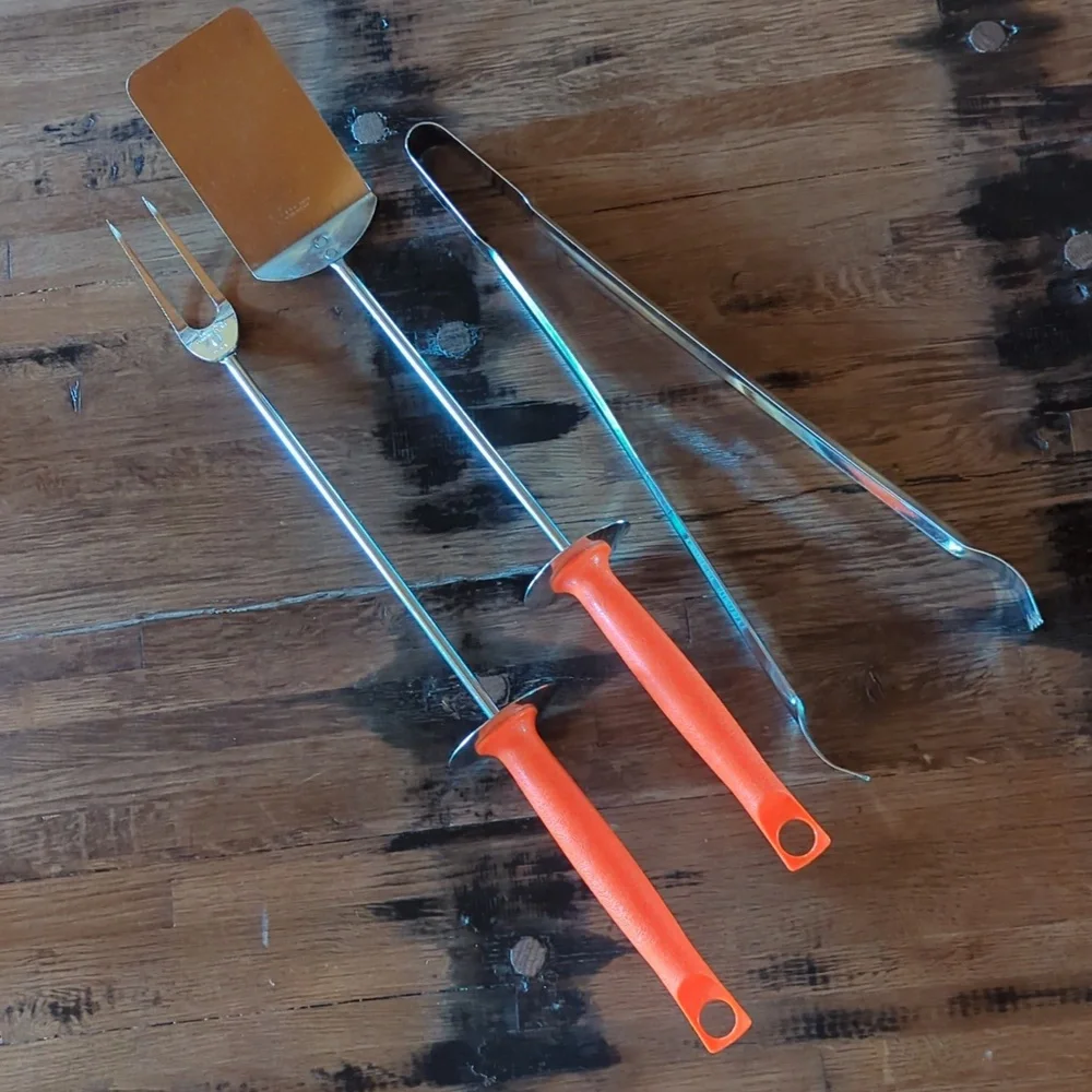 EUC Vintage Androck Chrome Plate BBQ Utensils - Three Piece Set.